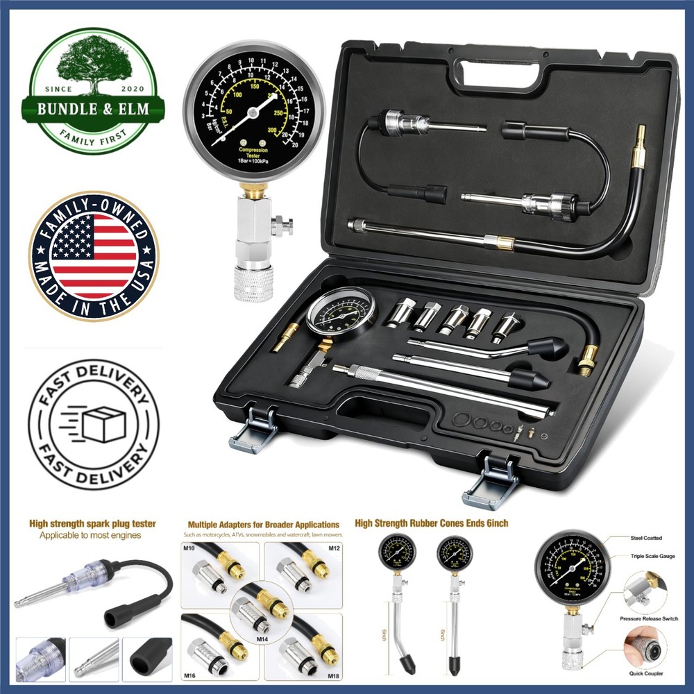 Portable Engine Compression Tester with Spark Plug Diagnostics for Fast Analysis