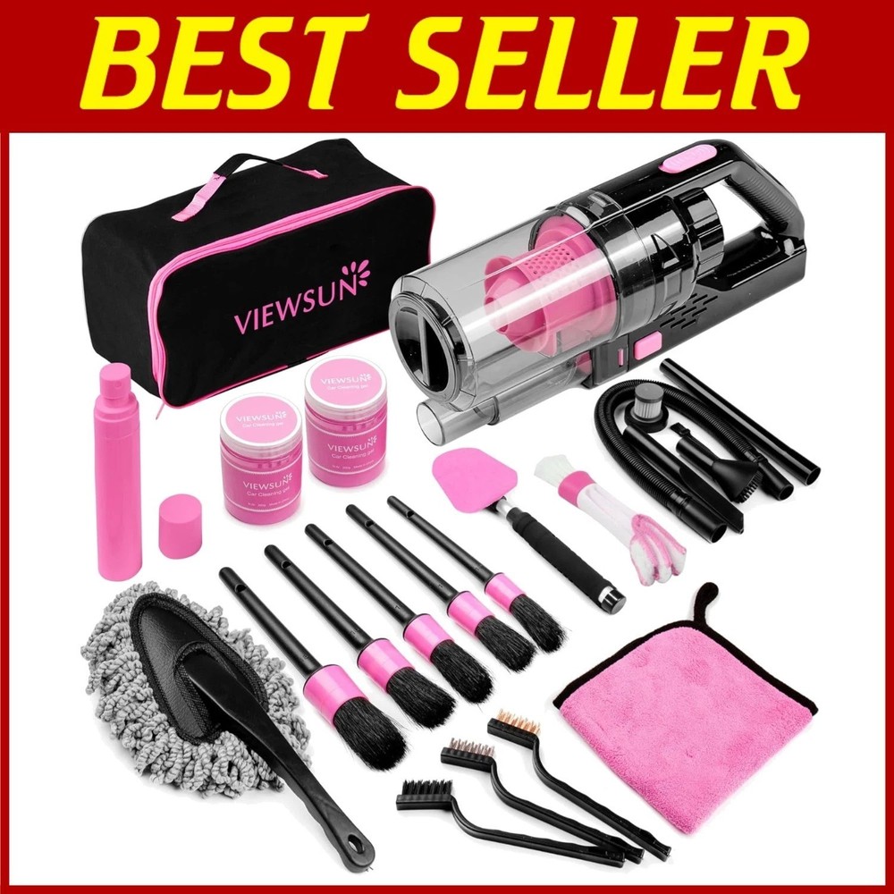 Pink Auto Detailing Kit with Vacuum Cleaner