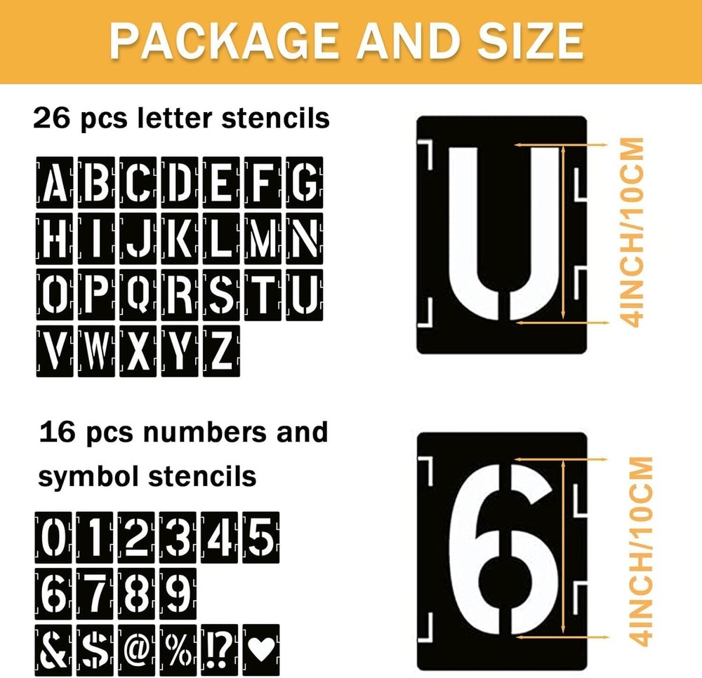 Reusable Letter Stencils 42pcs Alphabet Numbers