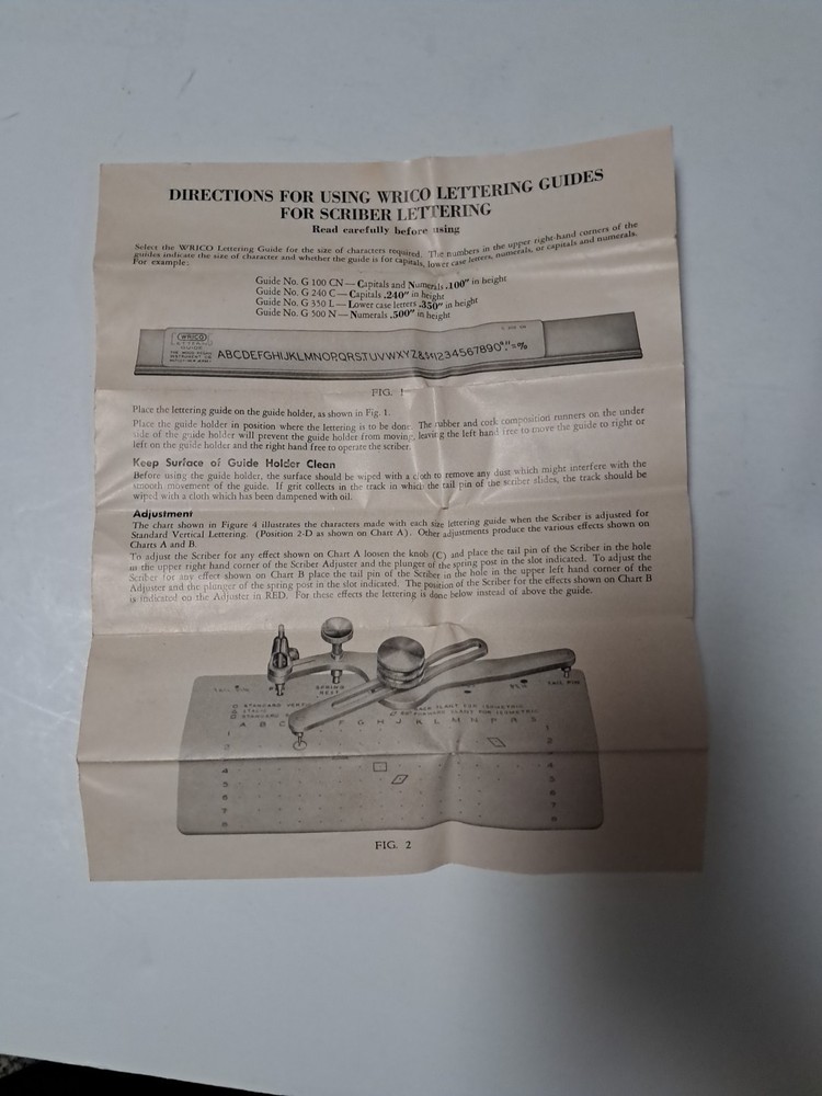Wrico Universal Scriber Lettering Guide Drafting Tool Architect Designer Vintage