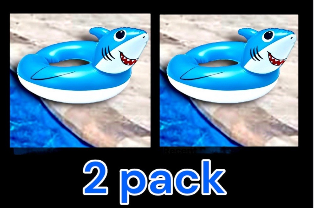 2 PACK Shark Split Ring Float AGE 3-6yrs BLUE 22.5”x 17”x10.5” Easy Inflate