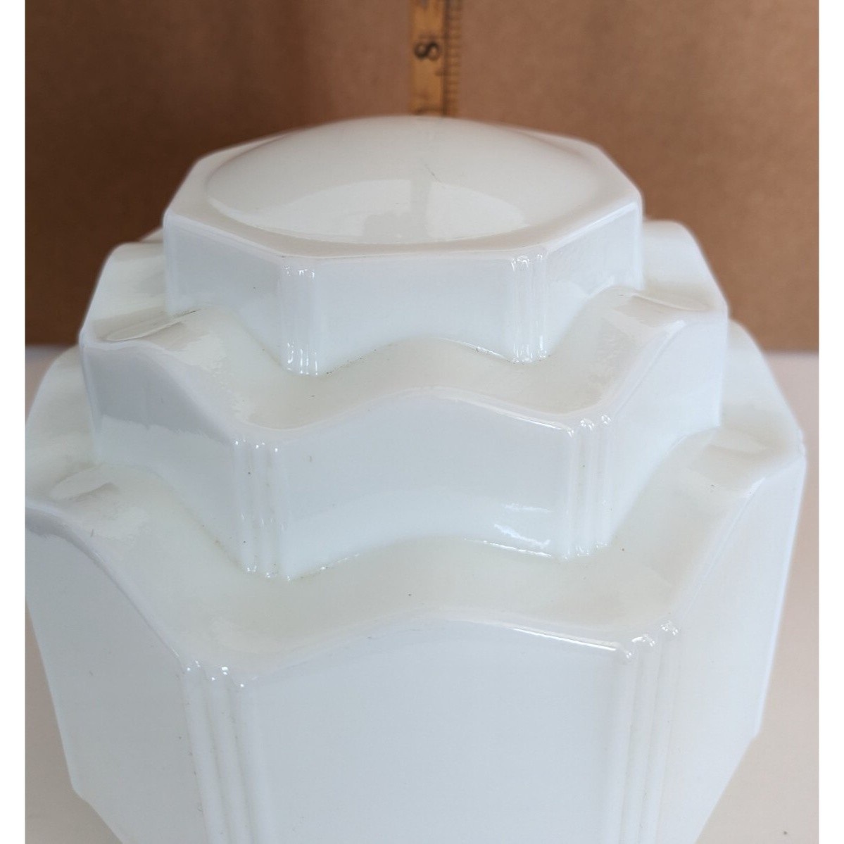 Vintage Art Deco Milk Glass Light Shade Skyscrapper Wedding Cake Pendant Shade