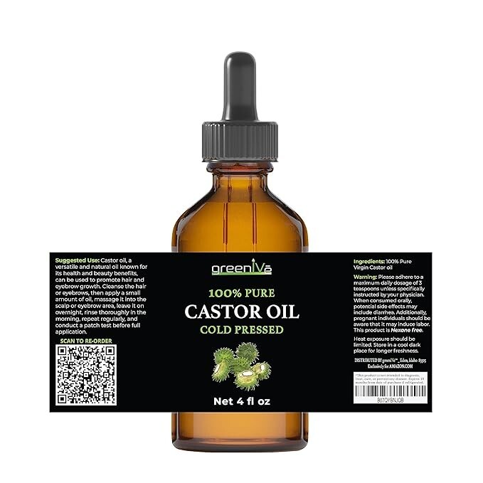 GREENIVE -100% PURE CASTOR OIL - ORGANICALLY GROWN - COLD PRESSED - HEXANE FREE