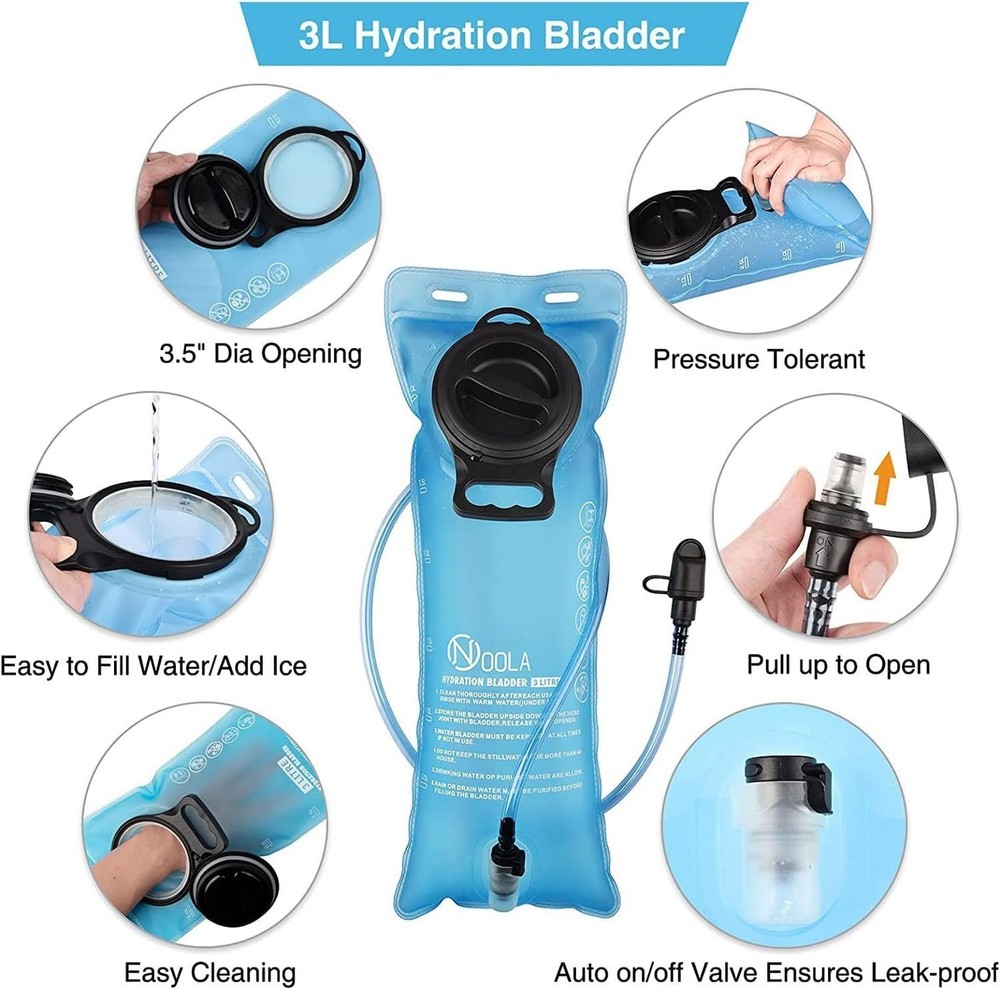 NOOLA 3L Hydration Backpack, Water Backpack with TPU Water Bladder, Tactical ...
