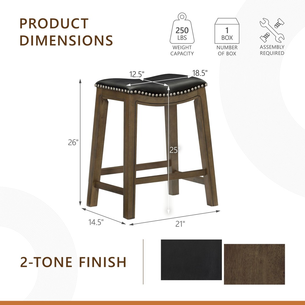 Ordway Solid Wood Counter Height Stool - Saddle Kitchen Stool Counter Height ...