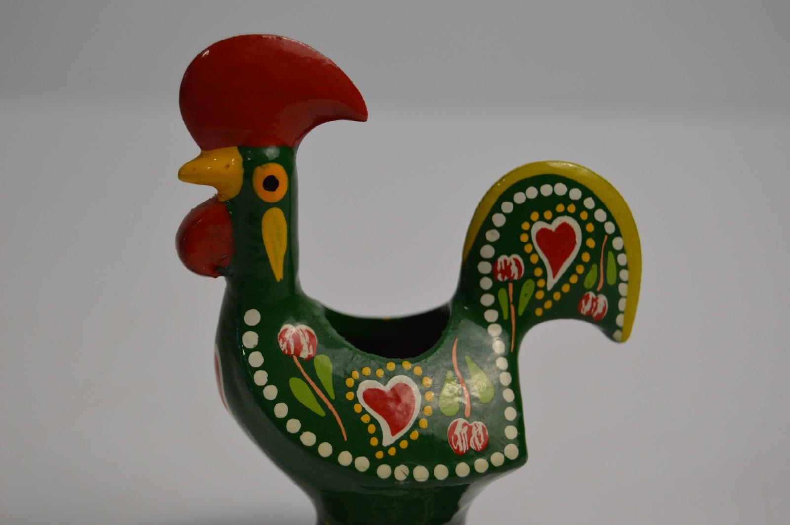 Portuguese Galo Barcelos Metal Rooster Planter Good Luck Souvenir 3.5" Portugal