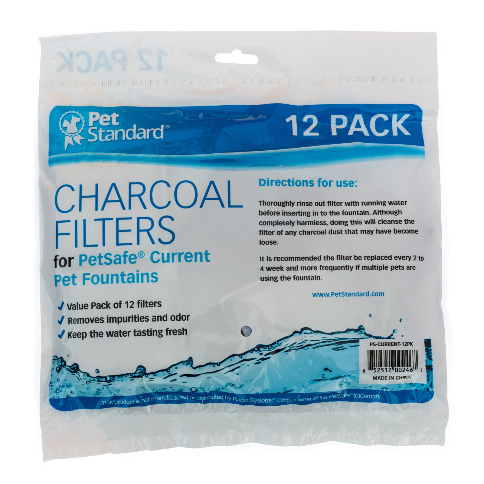 Filters for Aqua Fountain Aqua Cube, Aqua Falls & PetSafe Current, Pack of 12