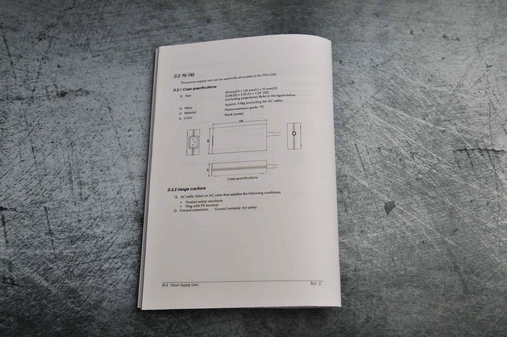 Epson tm-u220 / M188 Receipt Printer Technical Reference Instructions Manual