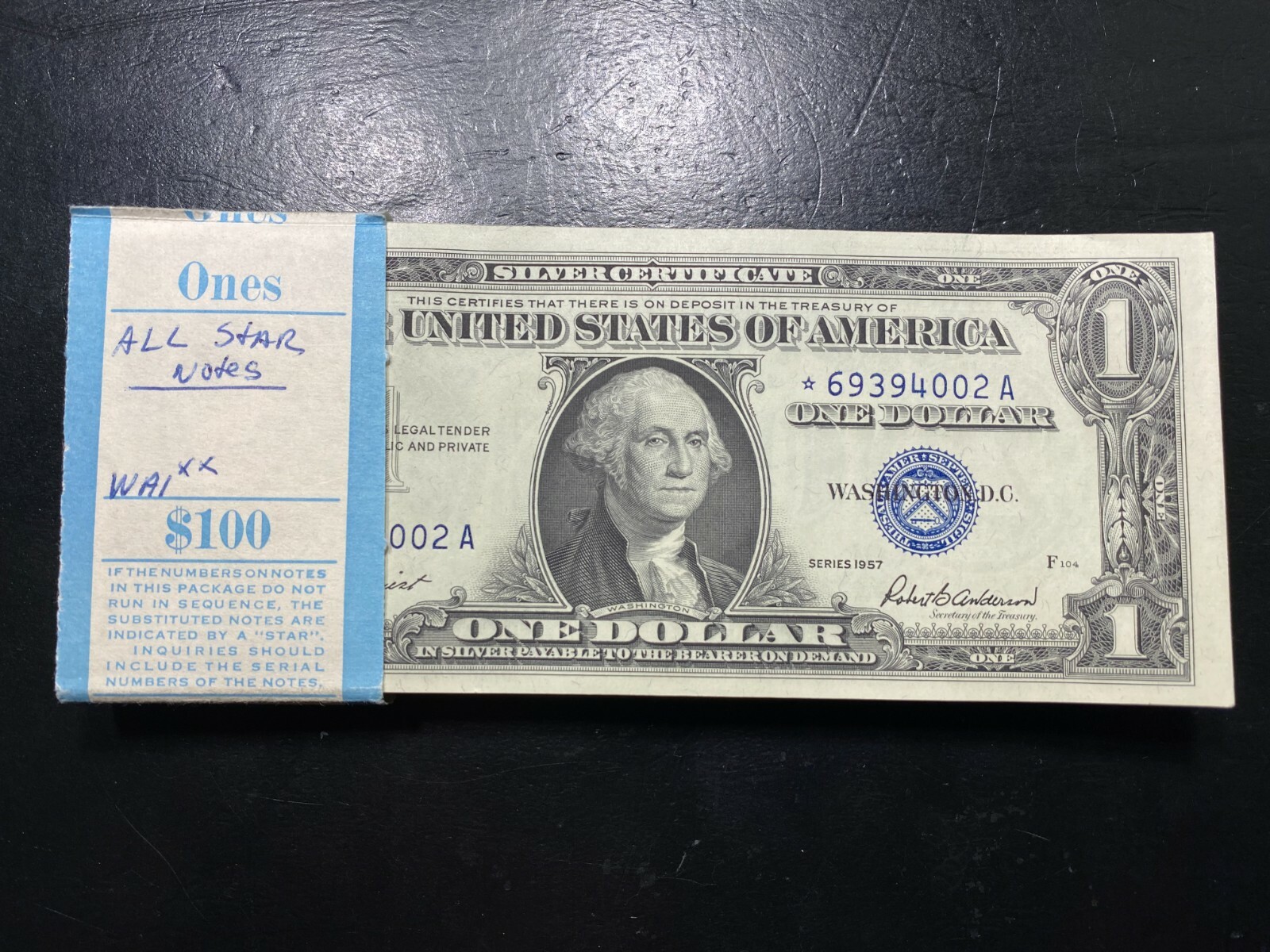 ✯1957 $1 Silver Certificate Star Notes UNC ✯CU Consecutive From Pack Estate Lot✯