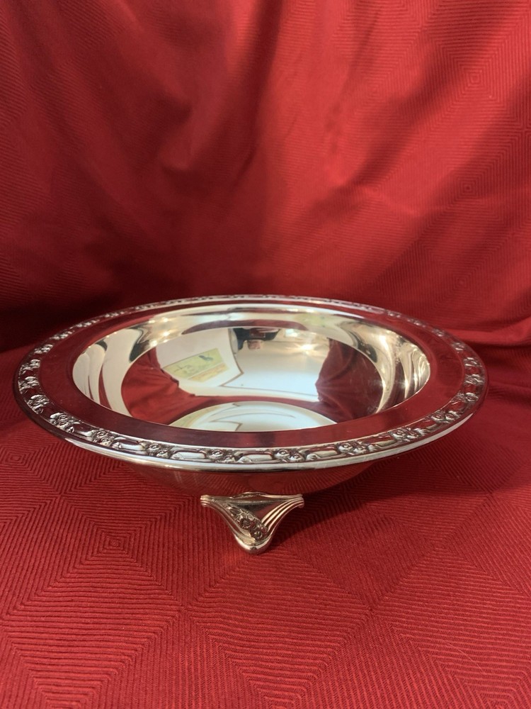 VINTAGE ONEIDA SILVERSMITH SILVER PLATED BOWL DISH FOOTED 10 1/2" IN DIAMETER