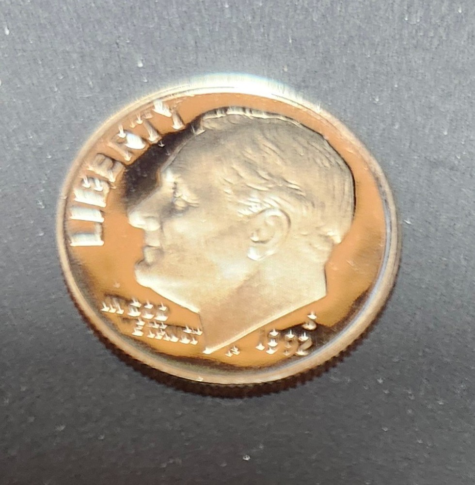 1992 S proof Roosevelt Dime, uncirculated from proof set