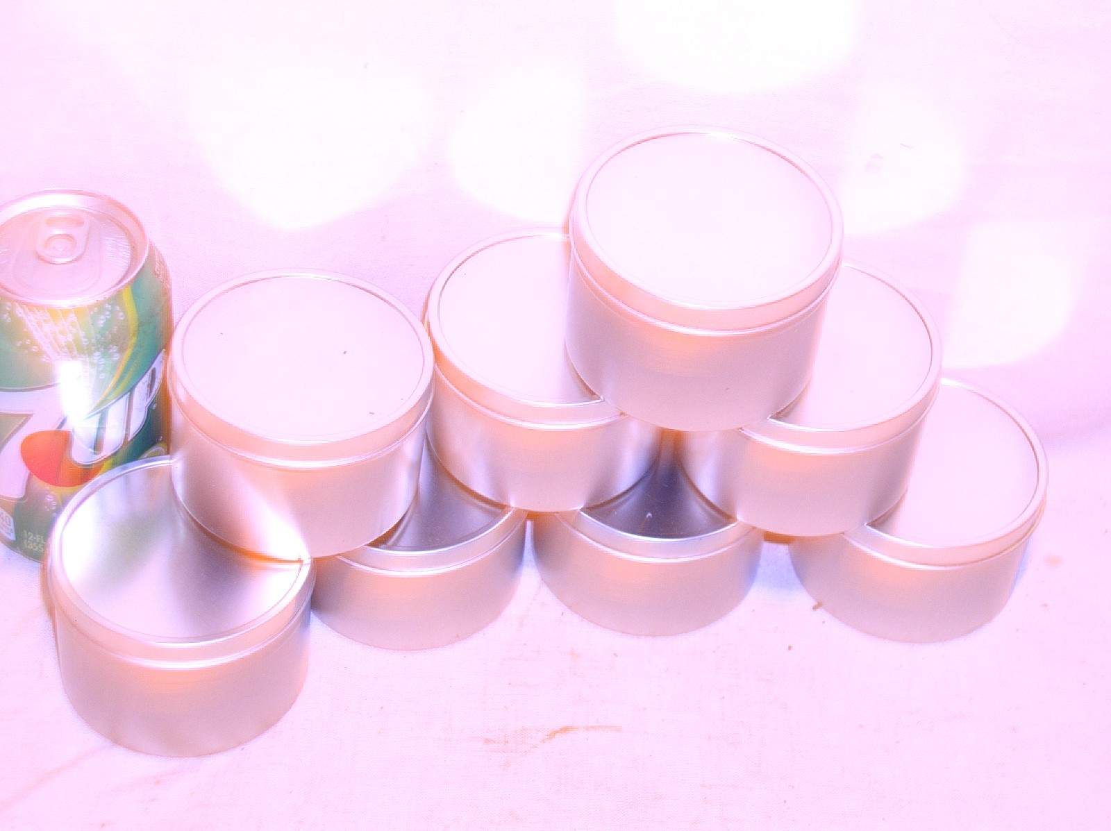 8 EMPTY SEAMLESS SILVER METAL CANDLE WIC CANDEL MAKING DIY CRAFT 8 OZ TIN W/LID