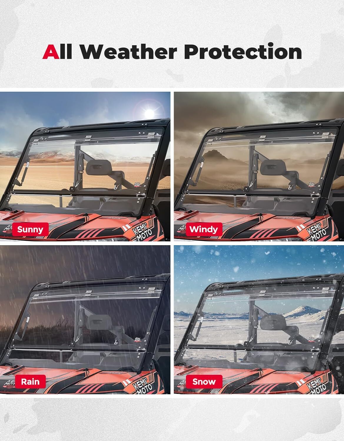 Scratch Resistant Front Flip Windshield for Polaris Ranger XP 900/ 1000 Crew