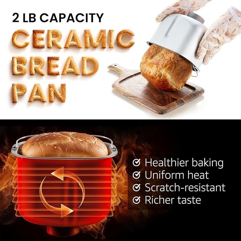 Non-toxic Ceramic Bread Maker 19 Programs Touch Control Fresh Homemade Bread New