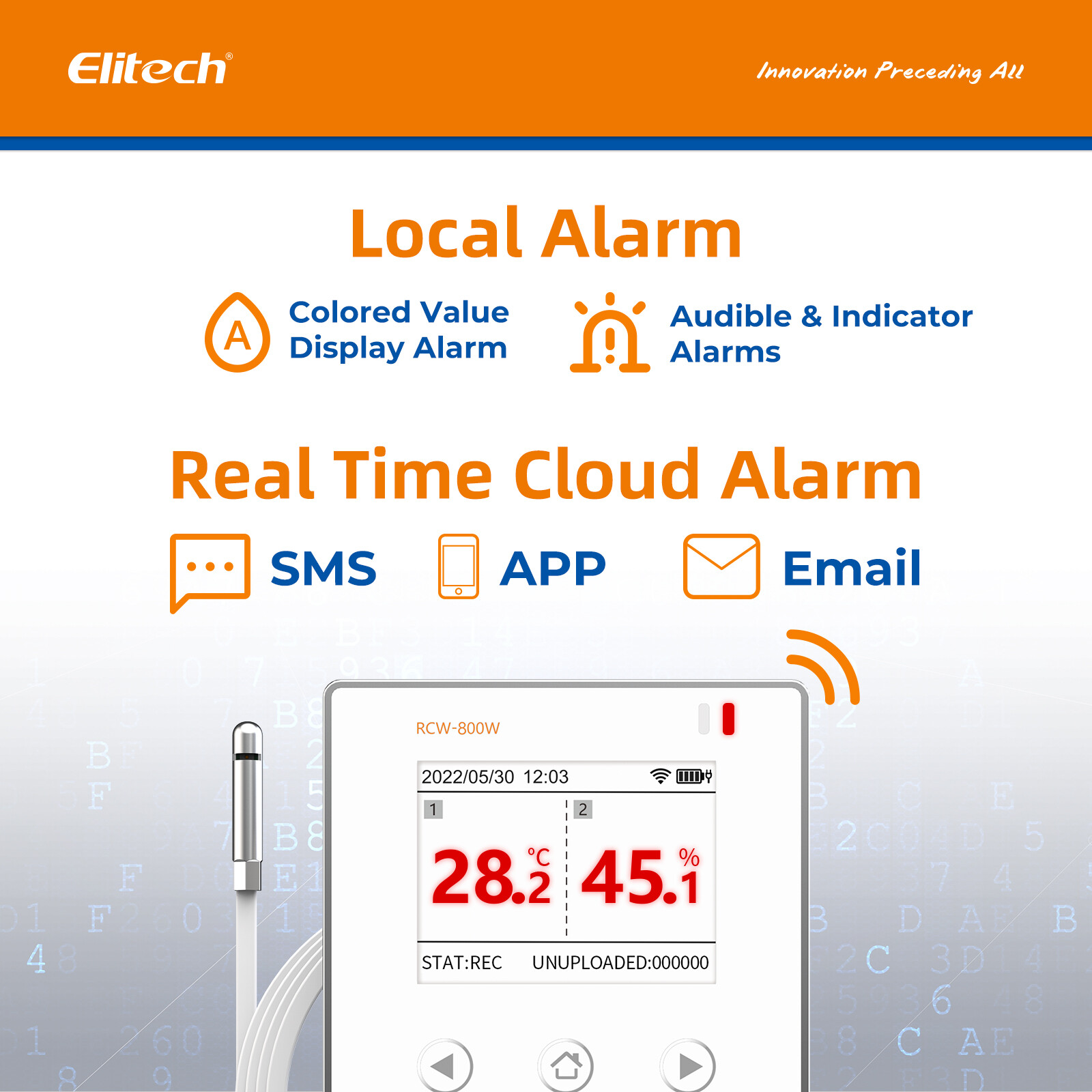 Elitech Temperature Data Logger WiFi Recorder Monitor Cloud Storage RCW-800W