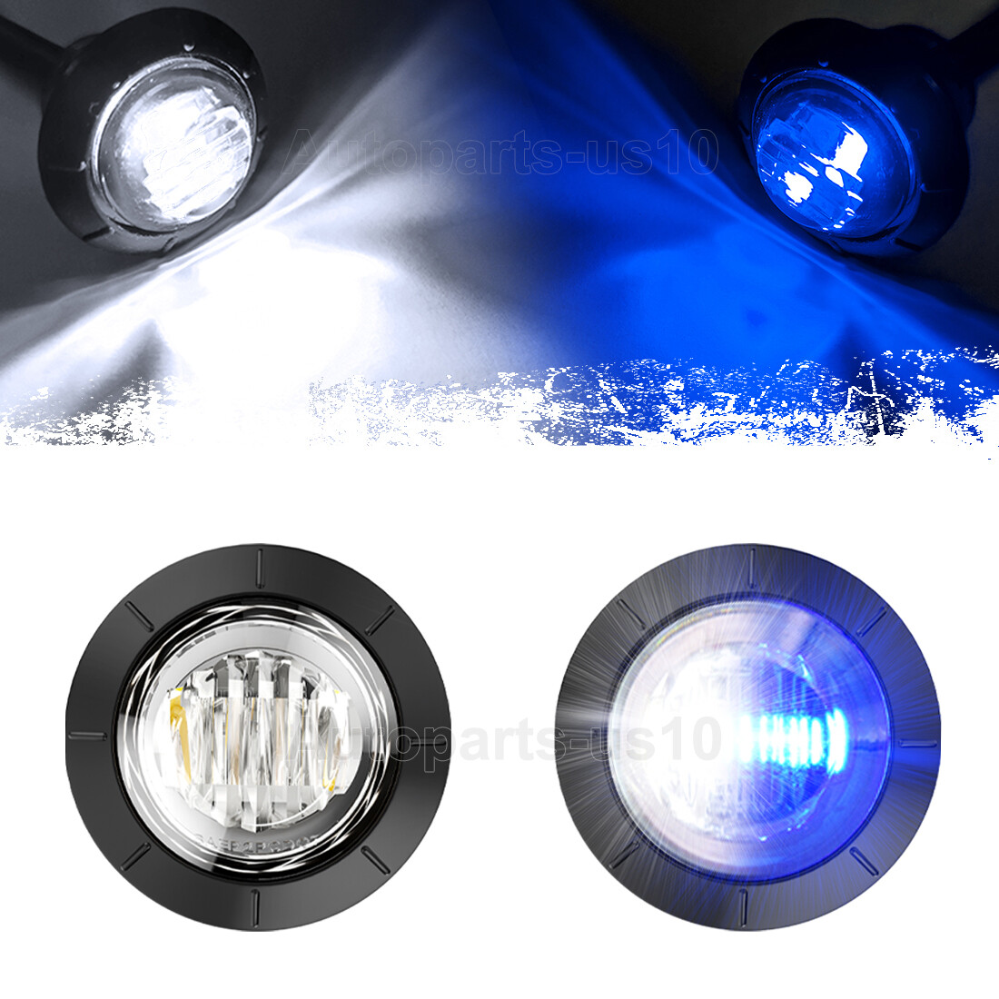 Dual Color LED Marker Lights Round 3/4"Truck Trailer Side Clearance Light Bullet