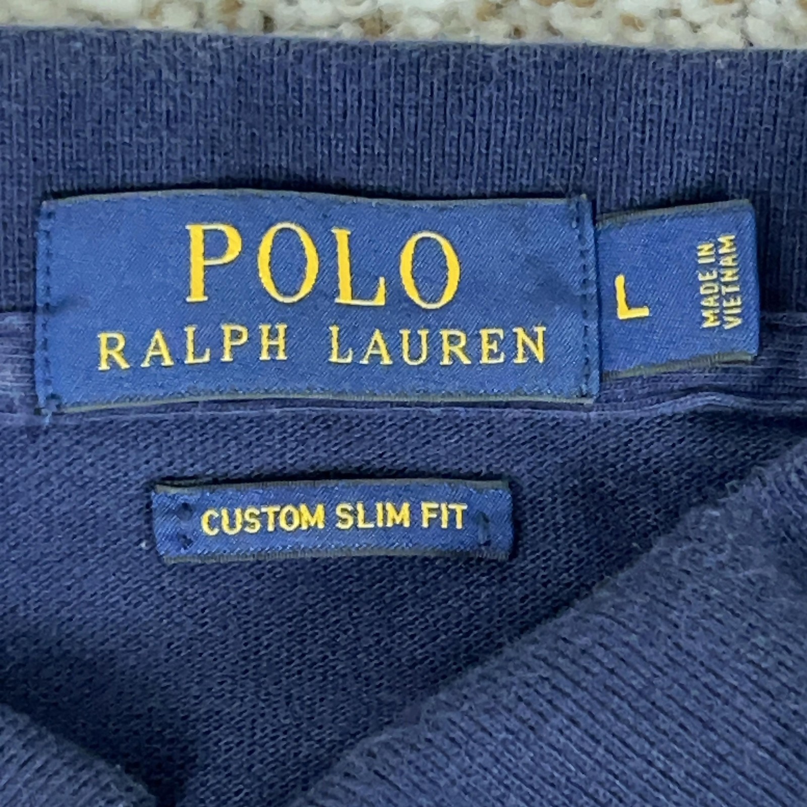 Polo Ralph Lauren Custom Slim Fit Polo Shirt Mens Large Navy