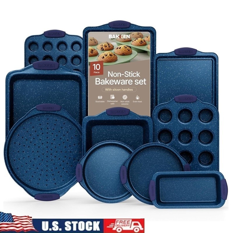 Nonstick Carbon Steel Bakeware Set Oven Safe Easy Clean Stackable New