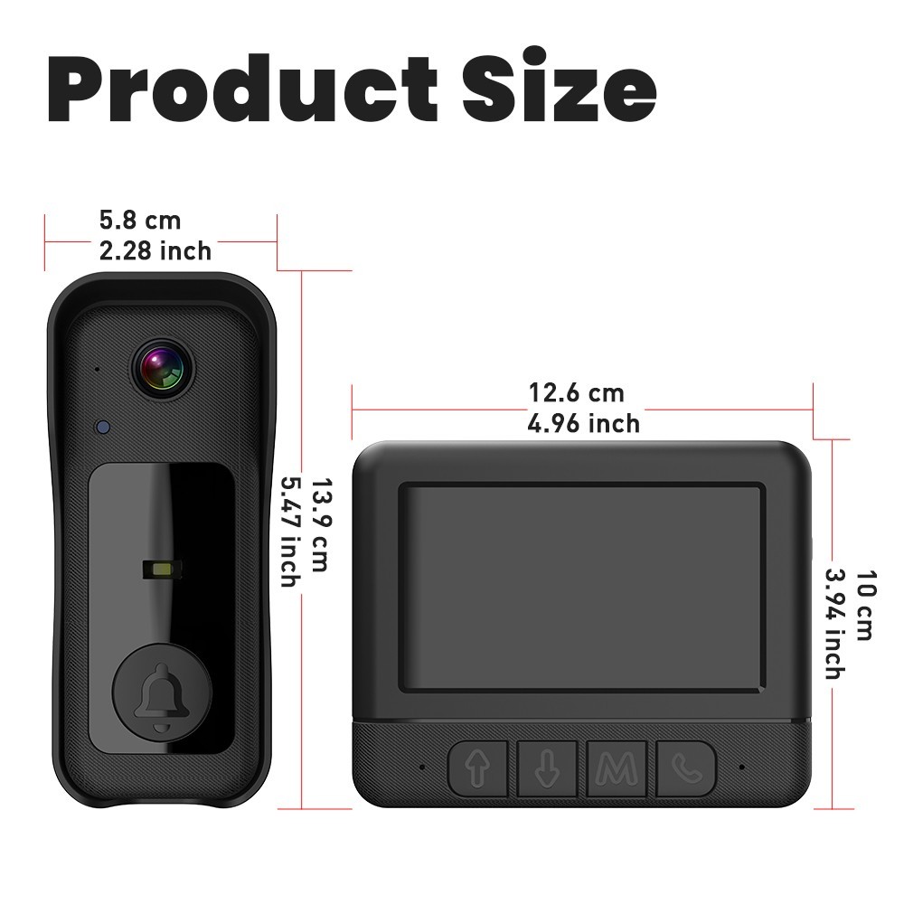 Smart Visual Intercom Video Doorbell PIR Motion + Wireless Chime+WIFI Cloud Save
