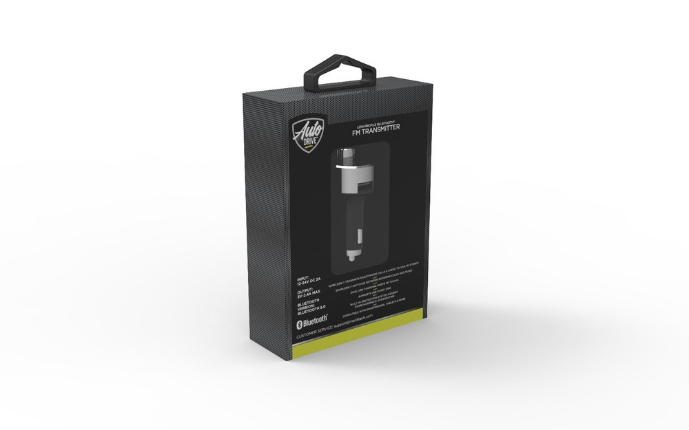 Auto Drive BT FM Transmitter, Metallic, Hands-Free Call, Smartphone Compat​