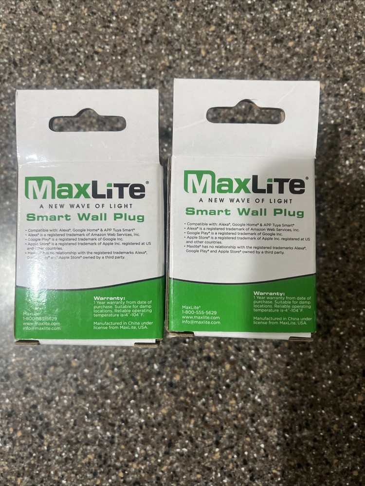 MaxLite - WiFi Smart Wall Plug (Google & Alexa Compatible) NEW IN BOX 2plugs