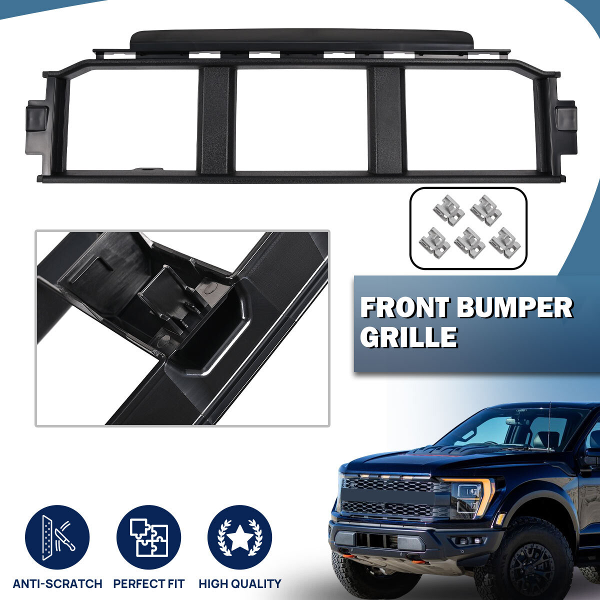 Front Bumper Grille + Corner Panel Cover For Ford F150 2021-2023 OE#ML3Z17B968BB