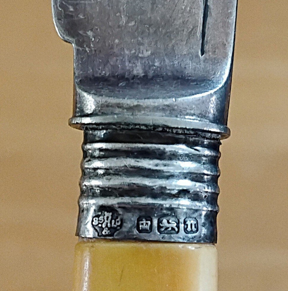 Set of Six William Hutton & Sons Sheffield England Fsh Knives Sterling Ferrule