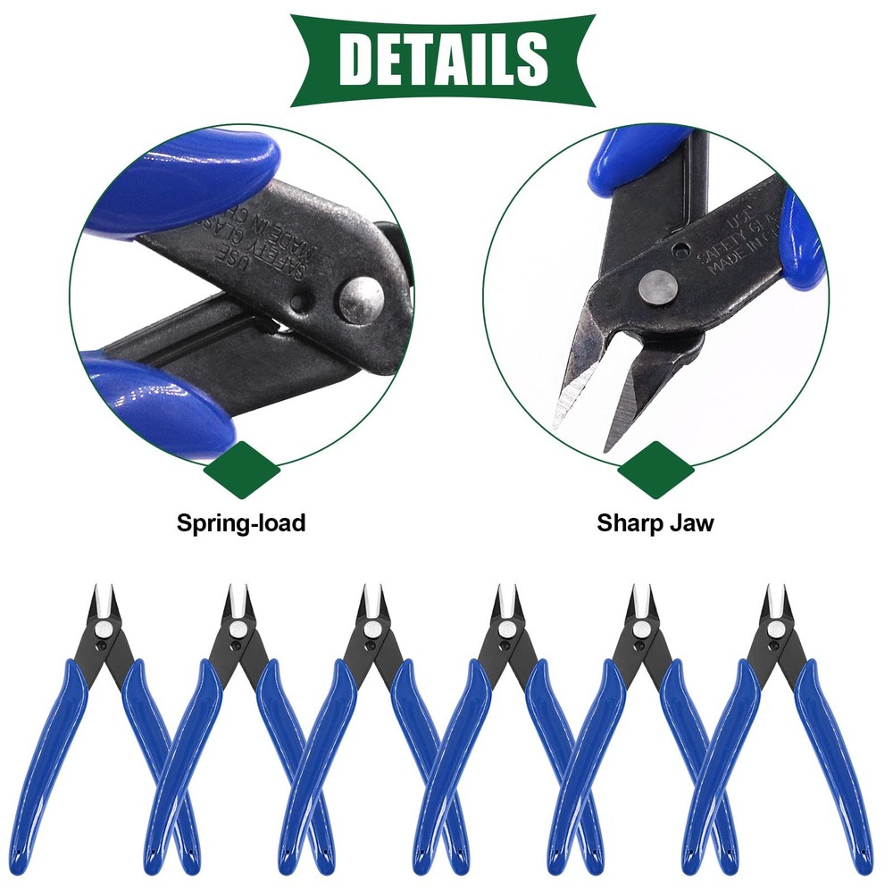 12Pcs 5" Wire Cutters with Internal Spring and Soft Rubber Handle, Mini Flush...