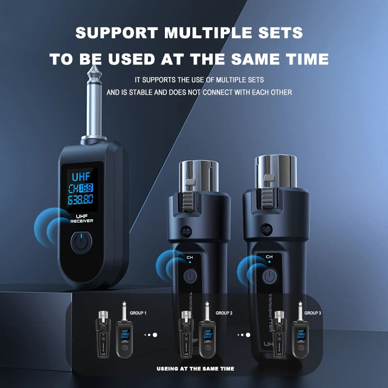 UHF XLR Adapter System Wireless Microphone Transmitter Receiver System