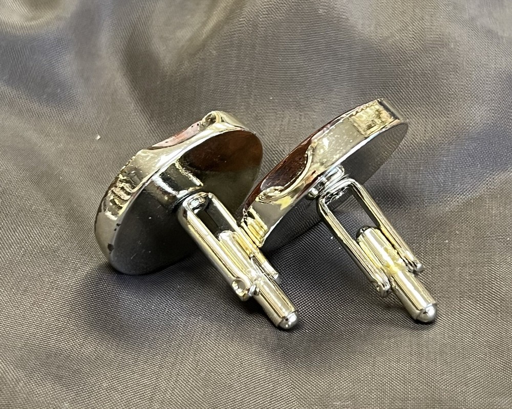 Cuff Links Wood Grain 1” diameter Vintage
