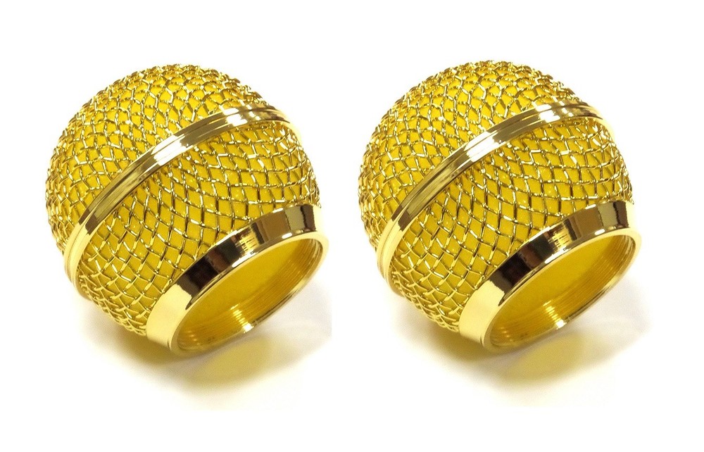 2 Pack Microphone Grill Gold Replacement for Shure SM58 Dynamic Vocal Microphone