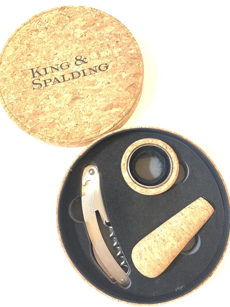 King & Spalding Cork Case / Bottle Opener Set