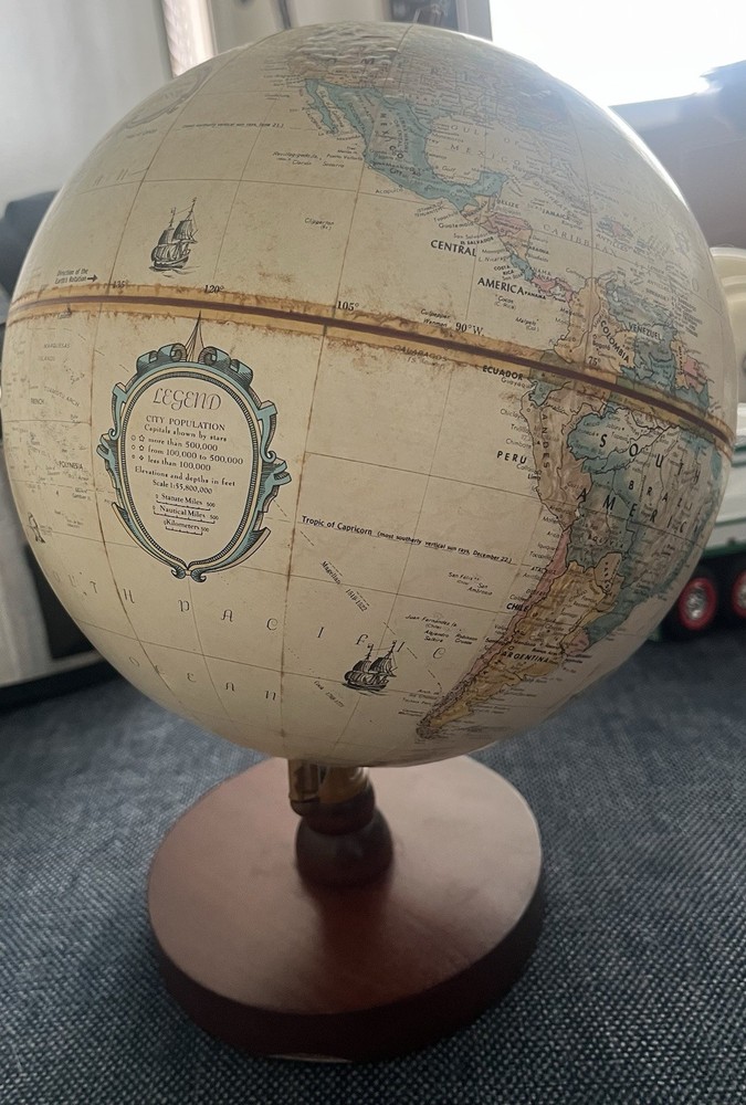 Replogle Globes Tabletop Classic Globe Multicolor Rotating Wood Base