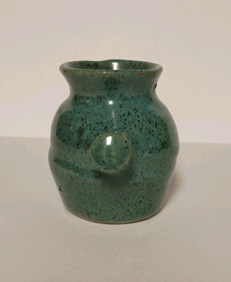 Smiley Face Stoneware Pottery Egg Separator With Handle Signed DB