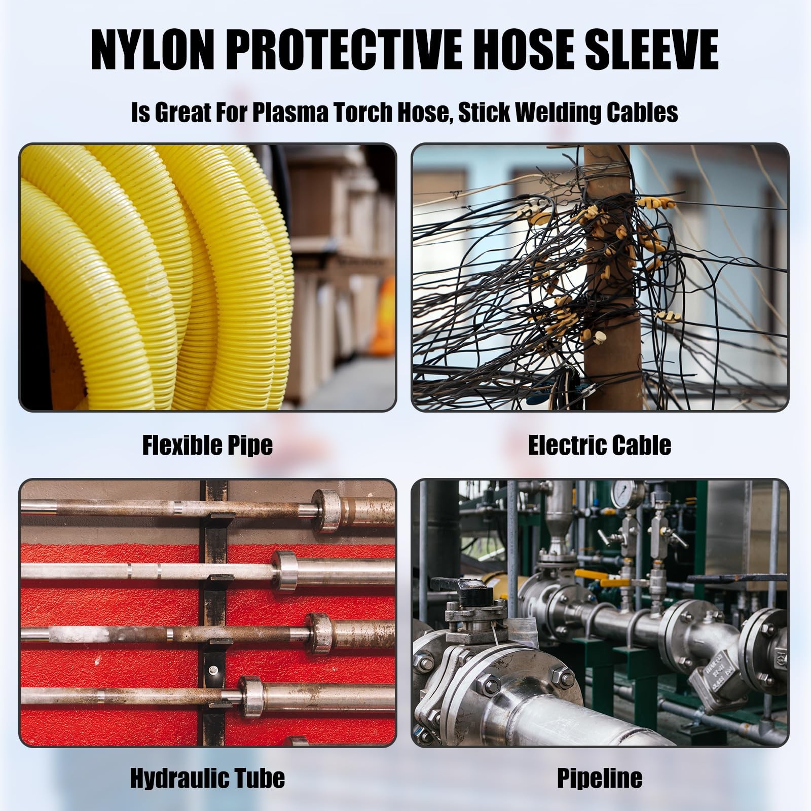 33 FT Nylon Hydraulic Hose Protector Sleeve Black Protective Cover Hose Sheath