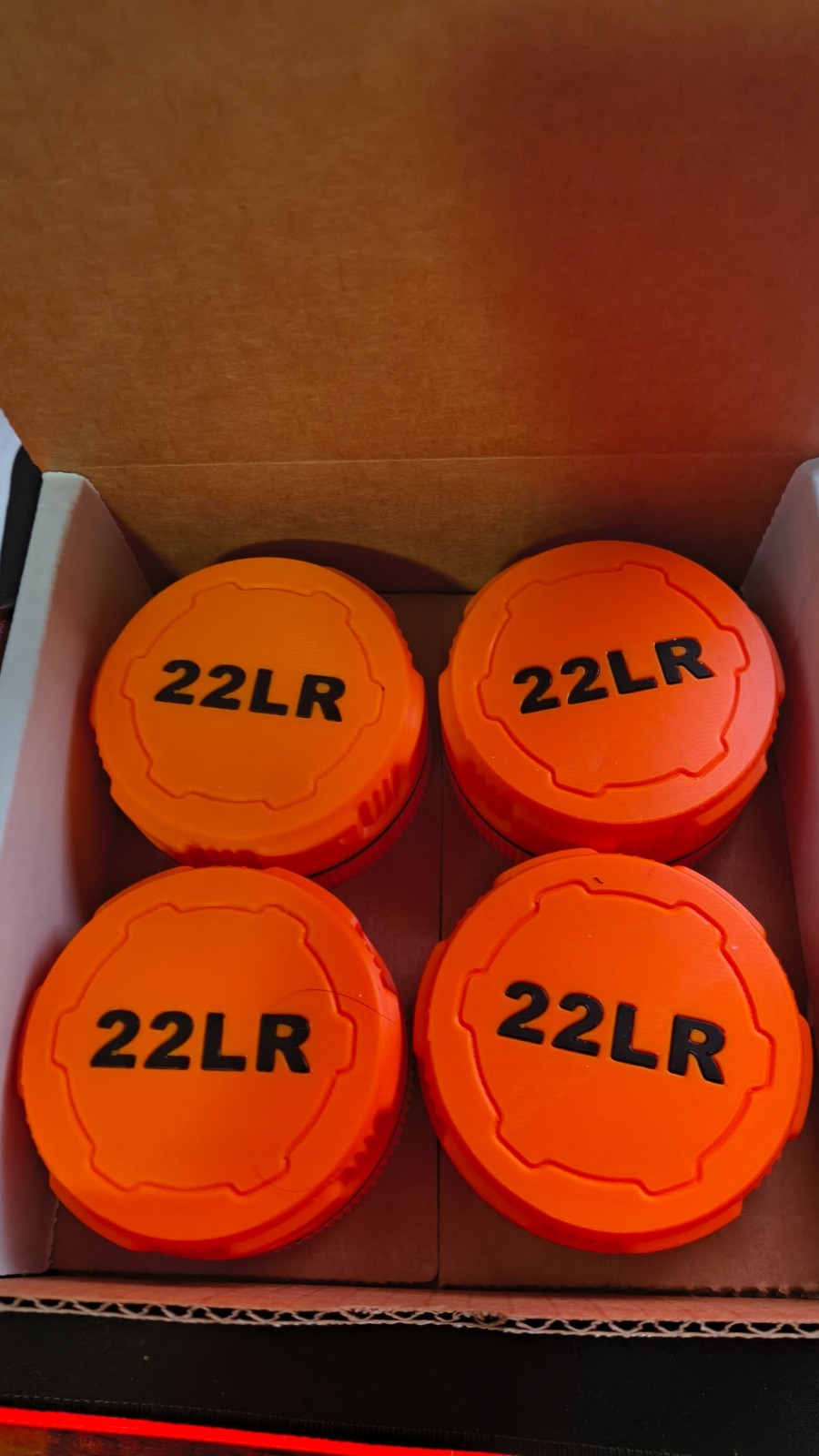 (4 Pack) 22 LR Mini Ammo Box Storage Case. 55 Rounds ea. Screw On Lid.