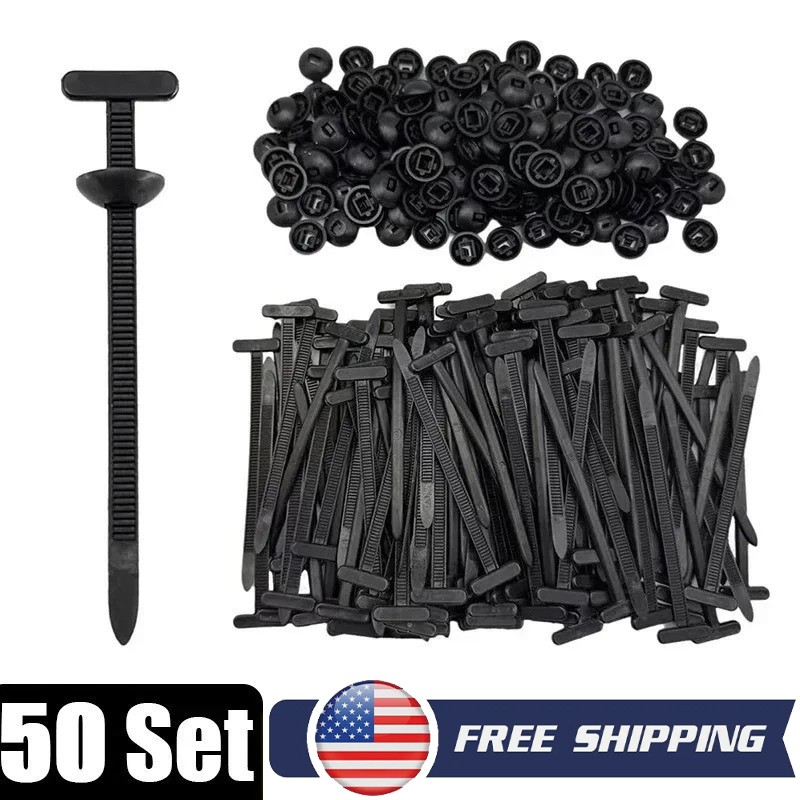 50pcs Nylon Universal Cable Tie Buckle Heavy Duty Self-Locking Free Ship