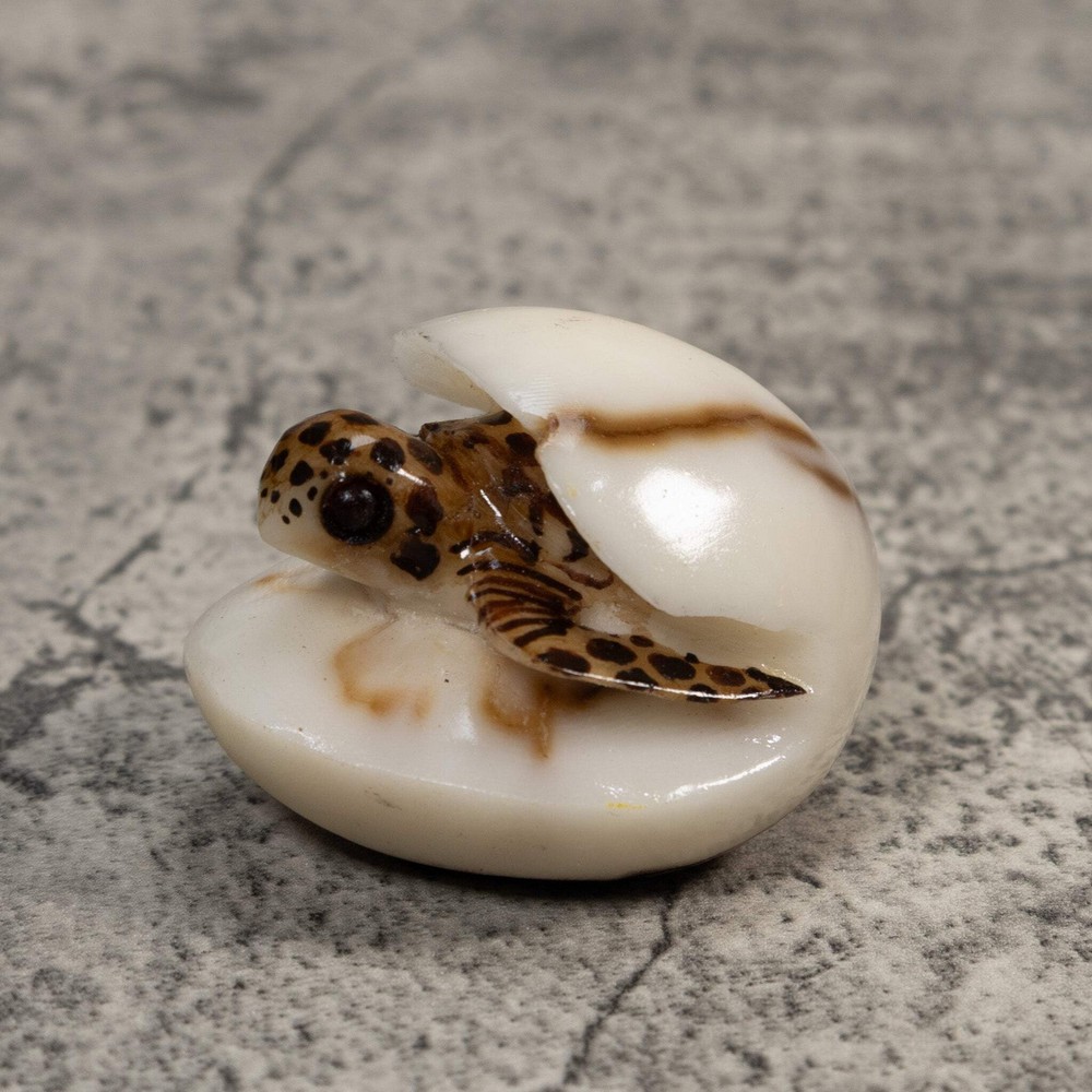 Sea Turtle With Egg Tagua Carving