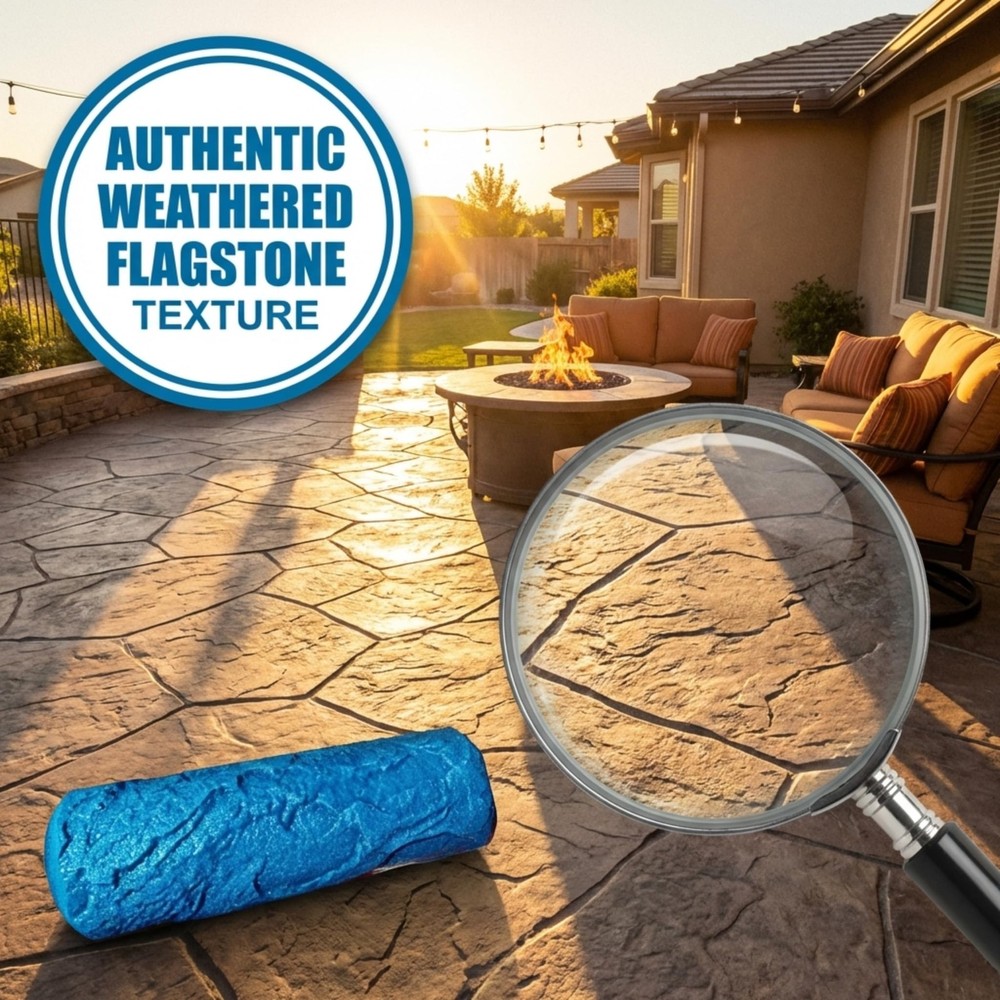 The Original Weathered Flagstone, Concrete Roller Stamp, Stone Texture Roller...