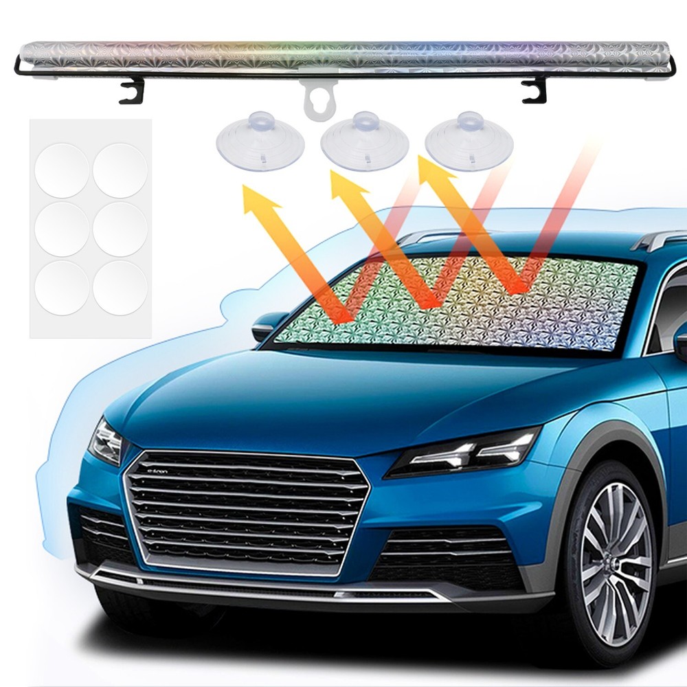 Retractable Car Auto Front Windshield Sun Shade Window Cover Roll Curtain Visor
