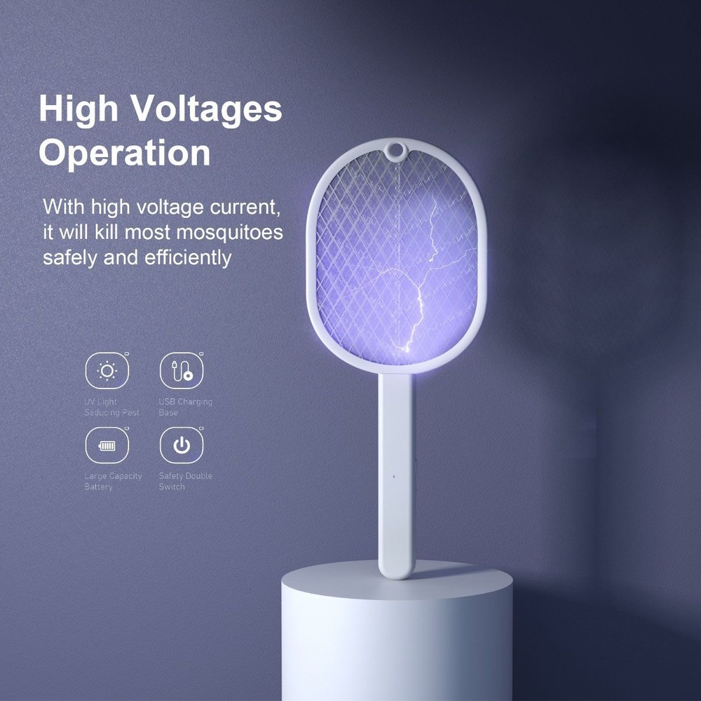 Handheld USB Rechargeable Mosquito Fly Swatter Zapper Killer Bug Insect Racket