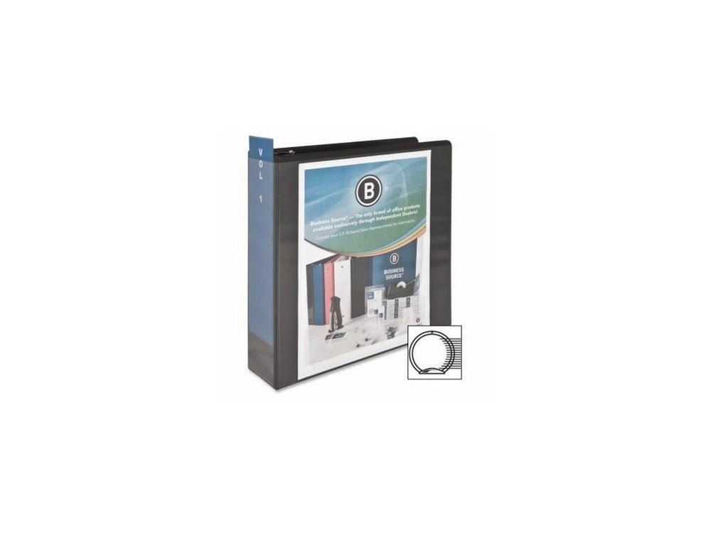 Business Source View Binder w/ 2 Inside Pockets 3" Capacity Black 09958