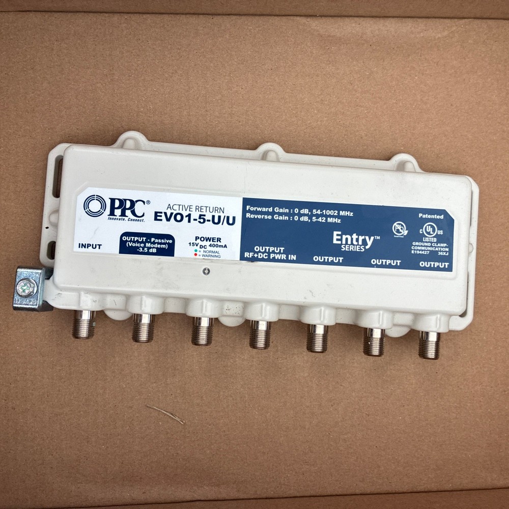 PPC EVO1-5-U/U Entry Series 5-Port Active Return Coax Cable Amplifier Splitter.