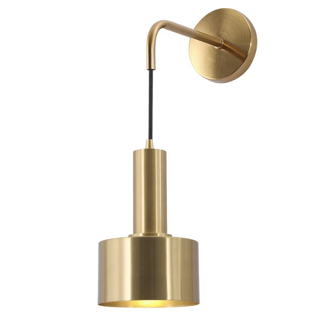 Modern Gold Wall Sconce Light Set of 2 LED Brass Wall Lamp Indoor Lighting