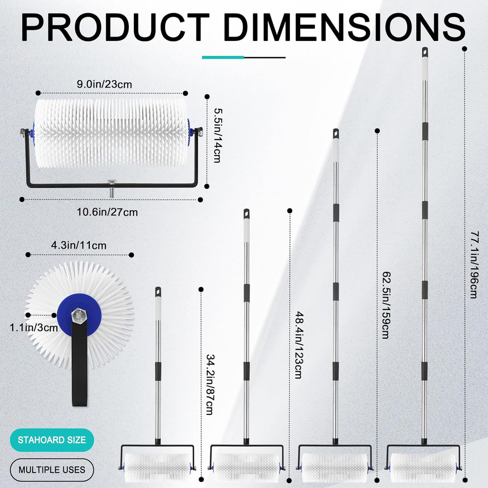 Spiked Roller for Self Leveling,9” Floor Leveling Spiked Roller for Self Levelin