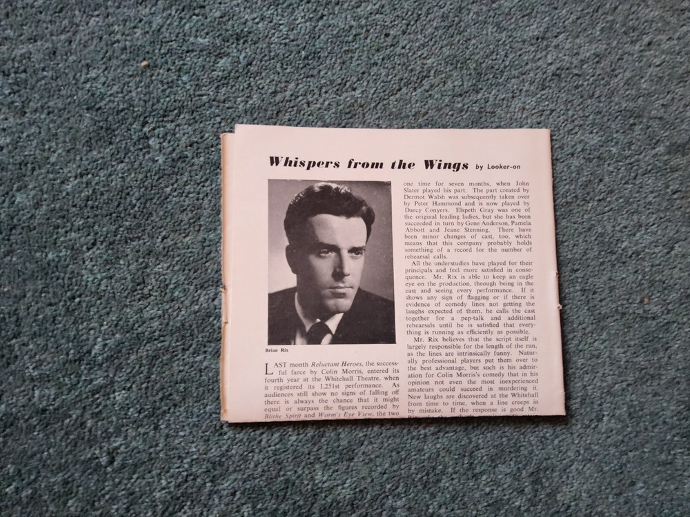 F1zb  Ephemera 1950s Theatre Article Brian Rix