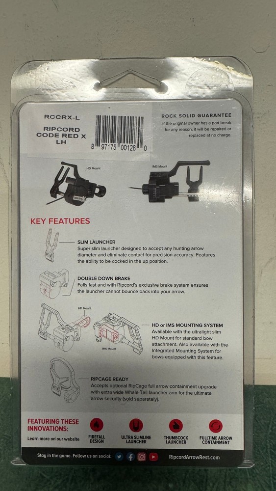 RIP CORD CODE RED X ARROW REST LEFT HAND HD MOUNT
