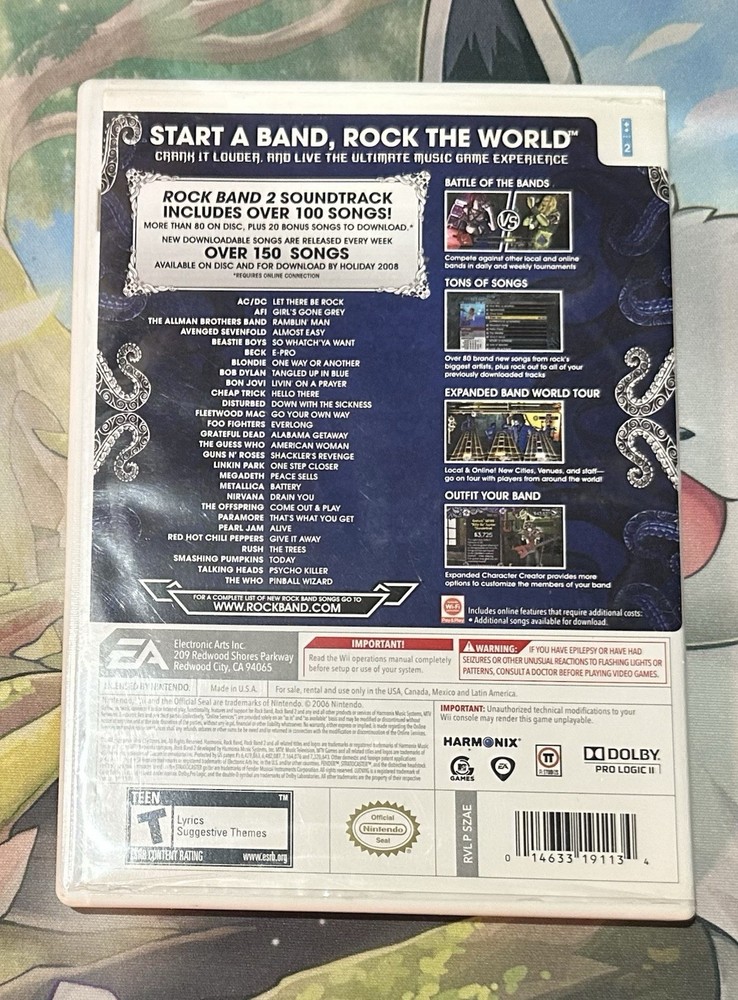 Rockband 2 Wii Case And Manual Only