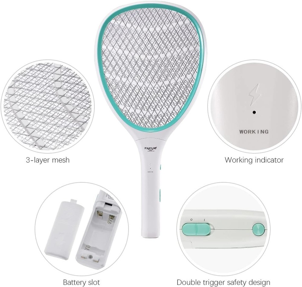 Handheld 2-Pack Bug Zapper Racket - Lightweight, Powerful Mosquito Killer