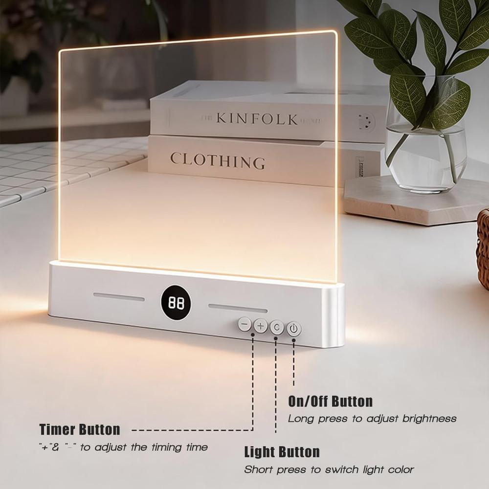 Upgraded Flat Book Light with Timer, Dimmable Panel & 3 Color Options